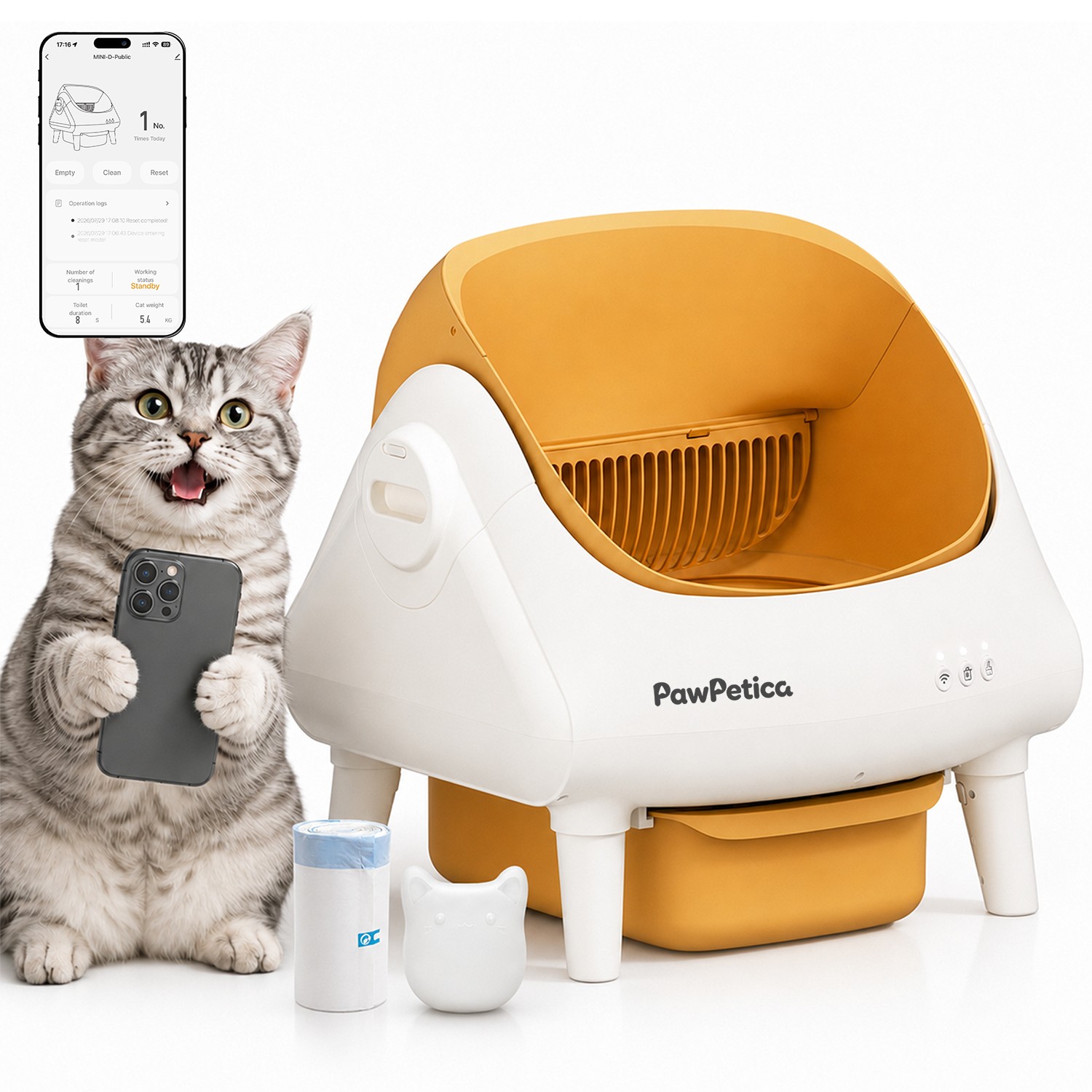 PawPetica Smart Automatic Self-Cleaning Cat Litter Box,APP Control,2.4G WiFi New PawPetica Smart Automatic Self-Cleaning Cat Litter Box,APP Control,2.4G WiFi New