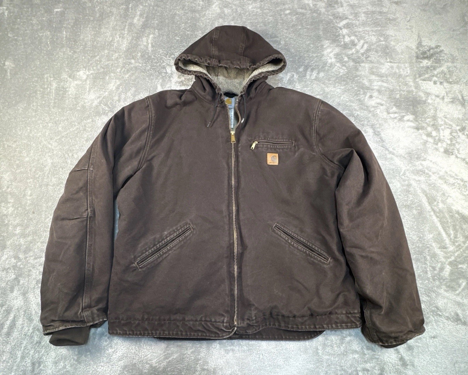 Vintage Carhartt Hooded Detroit Jacket Mens XL Brown J141 DKB Sherpa Lined Vintage Carhartt Hooded Detroit Jacket Mens XL Brown J141 DKB Sherpa Lined