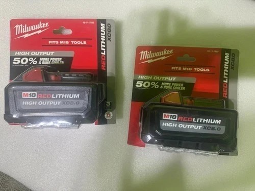 2 Pack New Milwaukee 48-11-1880 M18 HIGH OUTPUT 18V 8Ah XC8.0 Cordless Battery 2 Pack New Milwaukee 48-11-1880 M18 HIGH OUTPUT 18V 8Ah XC8.0 Cordless Battery