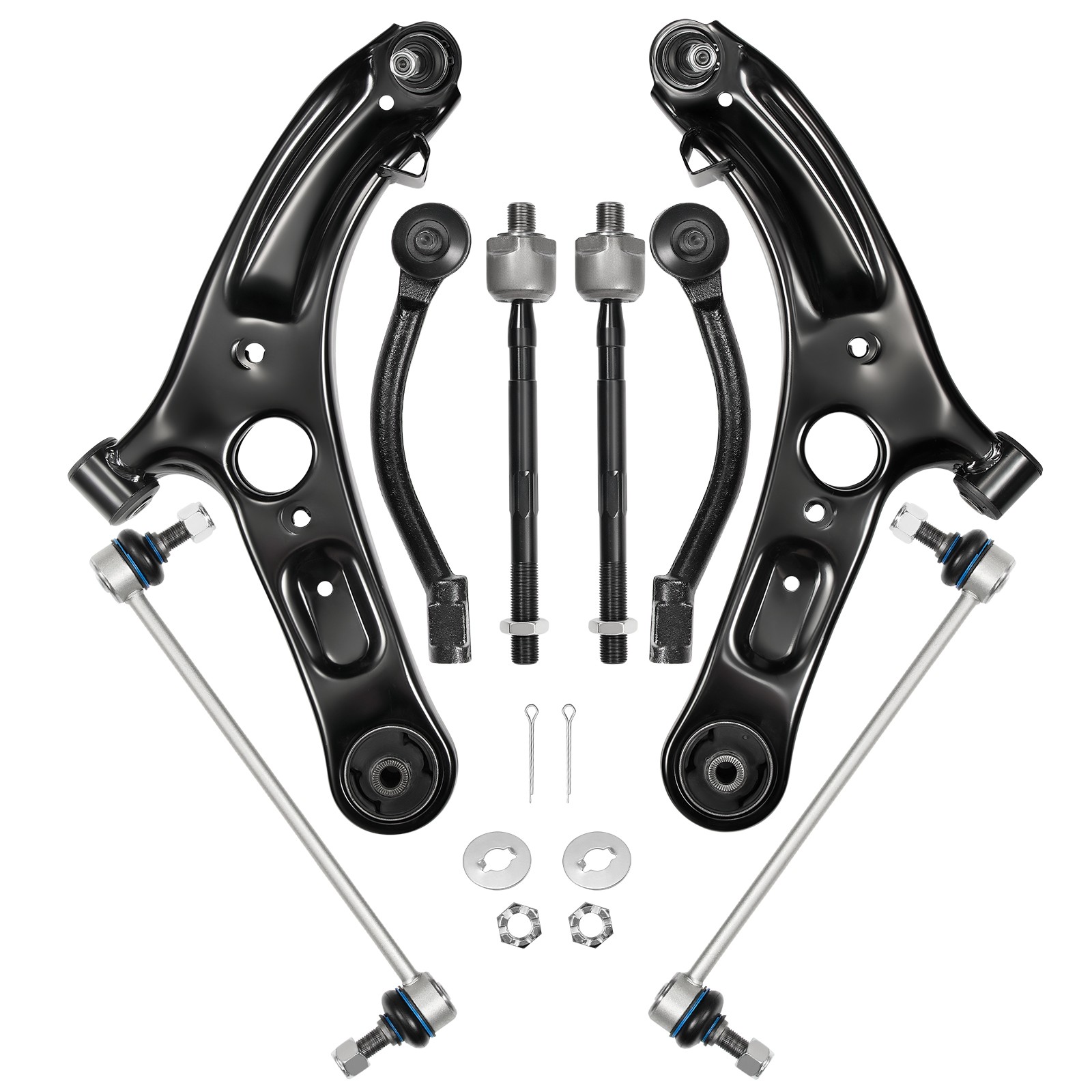 8Pcs Front Lower Control Arms Tie Rod Ends Sway Bar For 2011-16 Hyundai Elantra