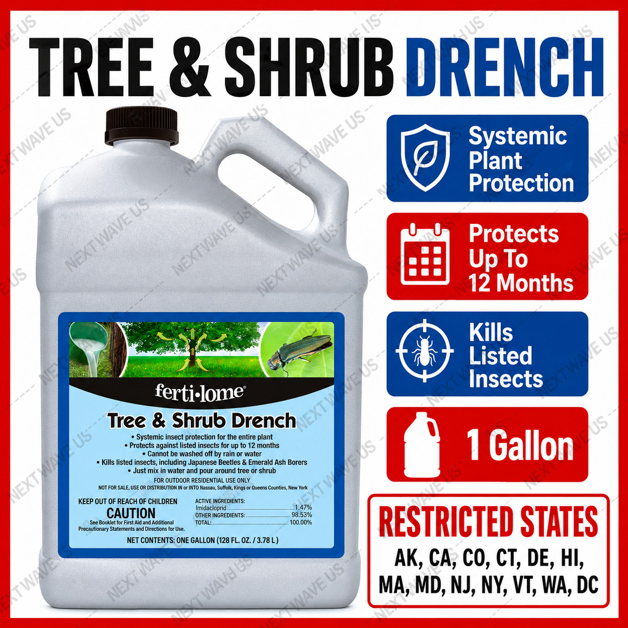 Fertilome Tree and Shrub Drench 1 Gallon Systemic Plant Insect Control Treatment Fertilome Tree and Shrub Drench 1 Gallon Systemic Plant Insect Control Treatment