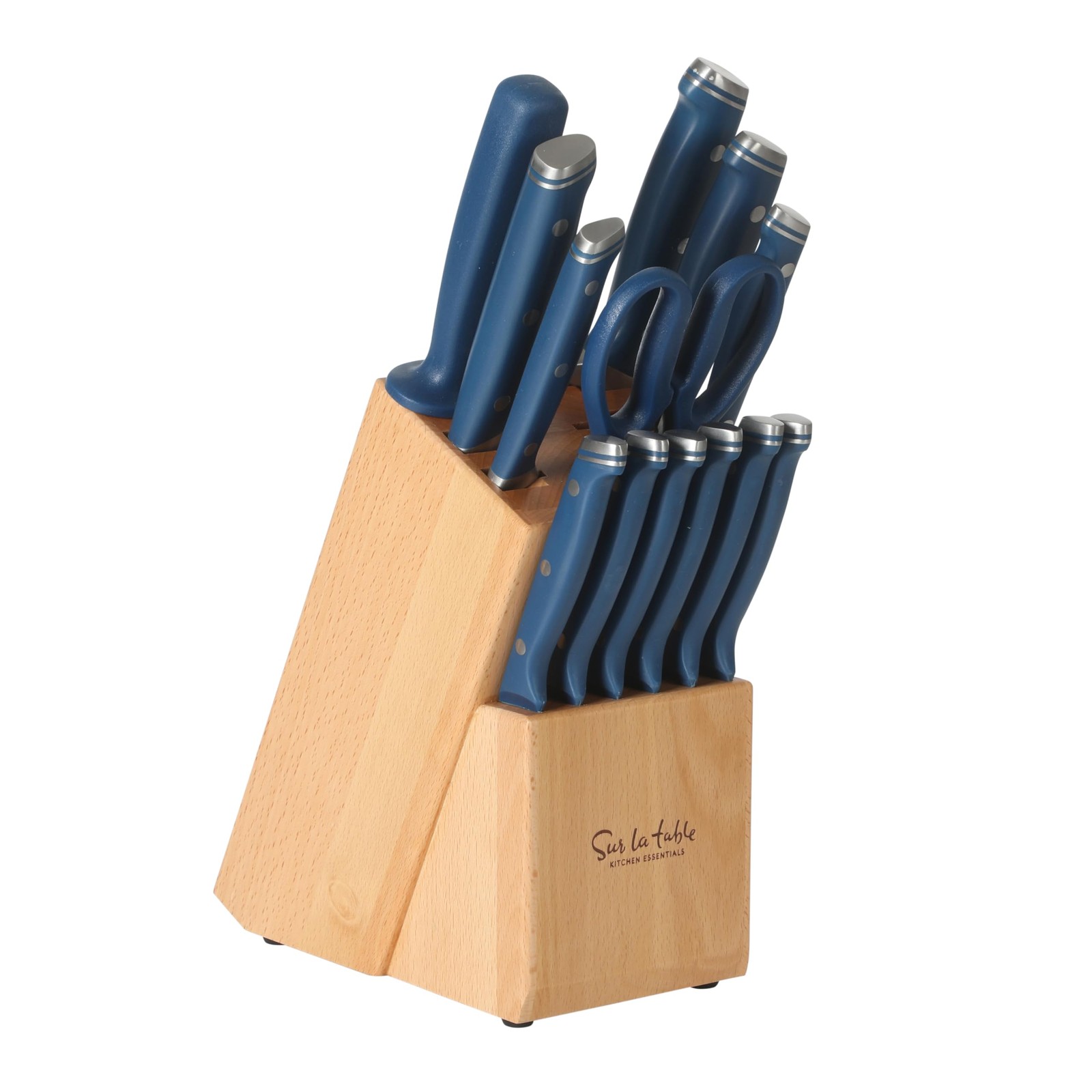 Sur La Table Kitchen 14-Piece Knife Set w/ Beech Wood Block, Blue (14pc Set) Sur La Table Kitchen 14-Piece Knife Set w/ Beech Wood Block, Blue (14pc Set)
