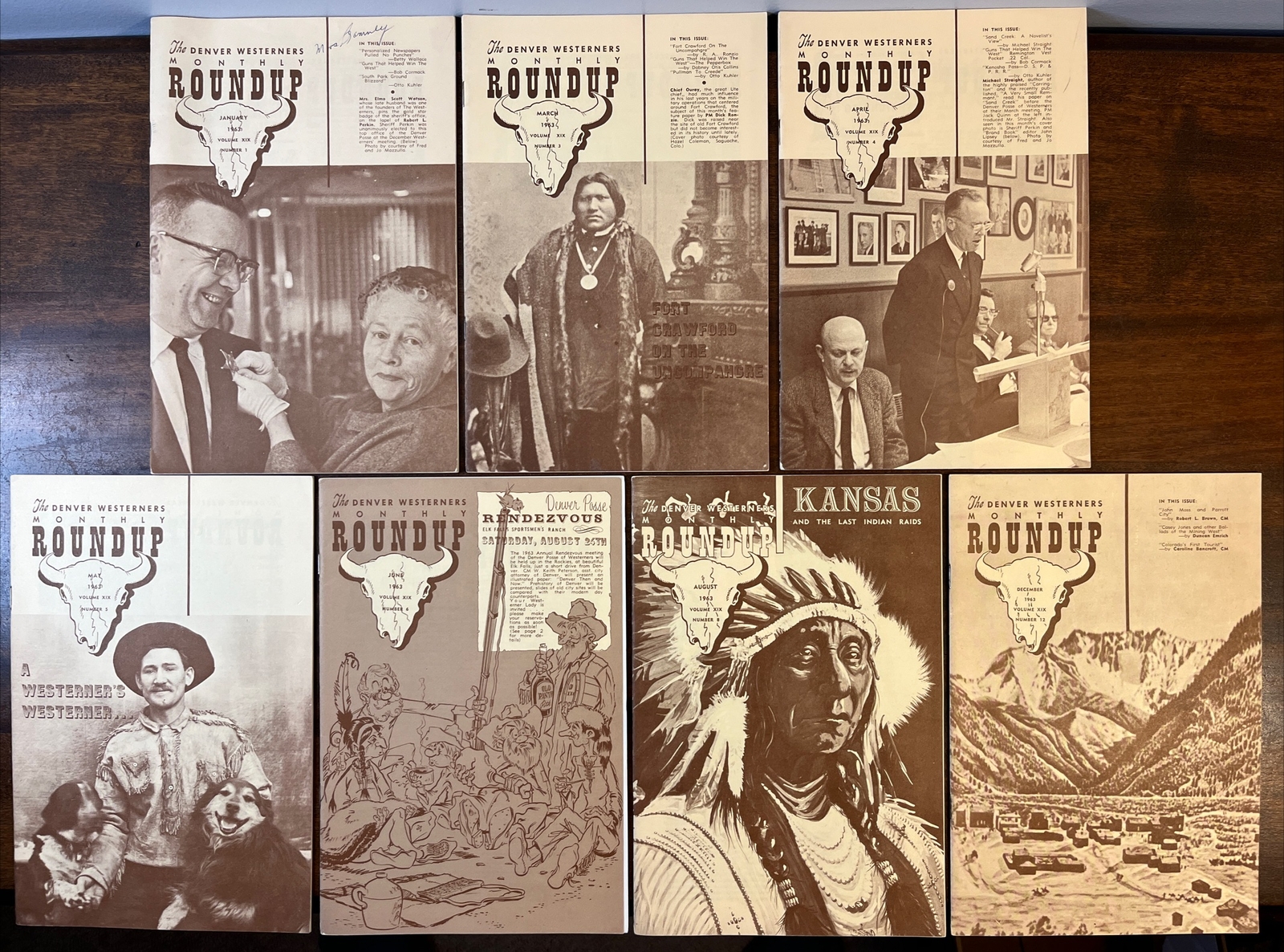 Set of 7 The Denver Westerners Monthly Roundup Lot 1963 Vintage Set of 7 The Denver Westerners Monthly Roundup Lot 1963 Vintage