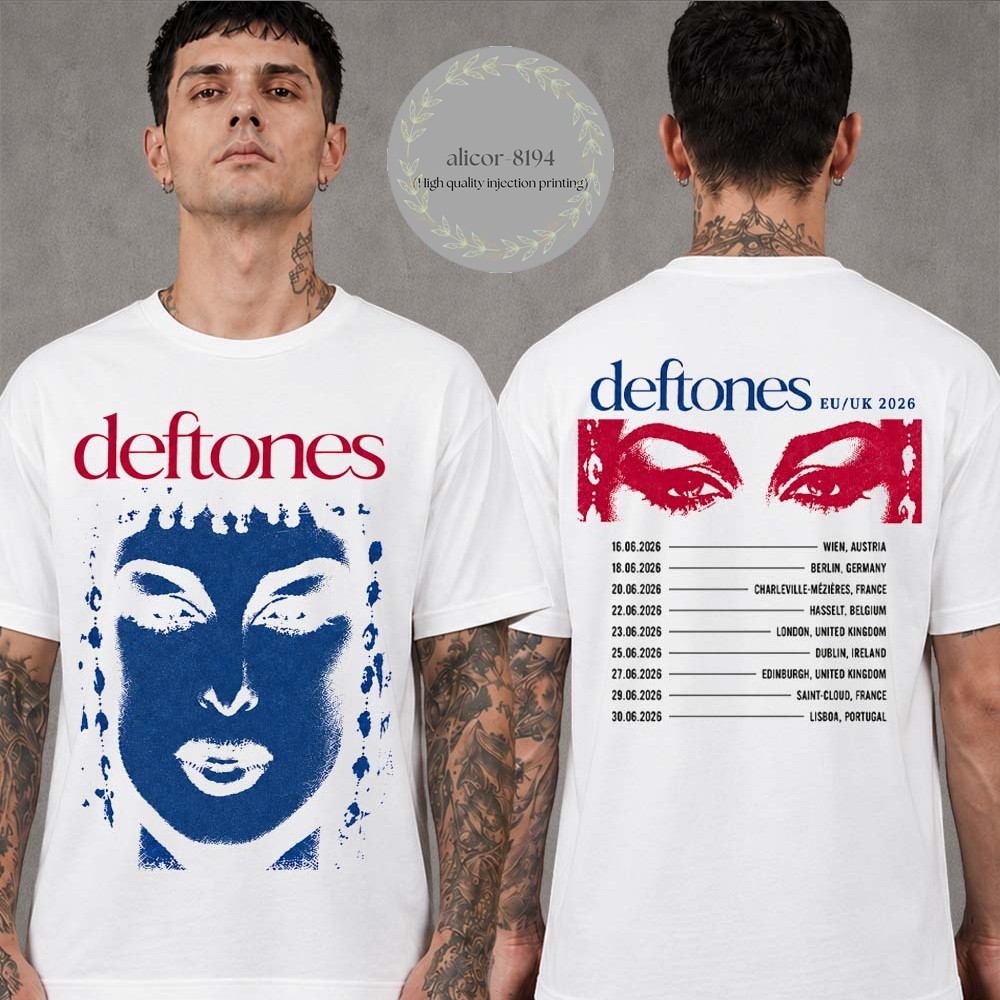 Deftones EU And UK 2026 Tour Merch The Face Red And Blue Shirt