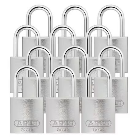 Abus 72/30 Ka X 12 Lockout Padlock, Keyed Alike, Aluminum, Silver, 1 In Shackle Abus 72/30 Ka X 12 Lockout Padlock, Keyed Alike, Aluminum, Silver, 1 In Shackle