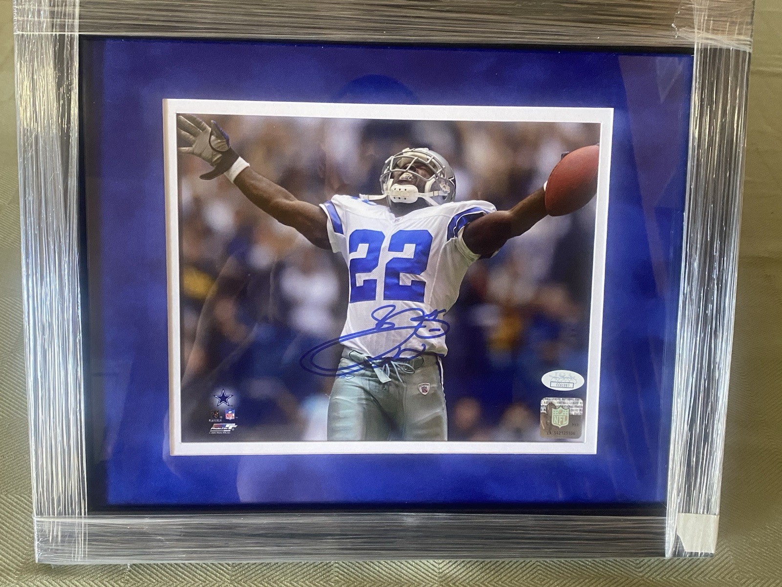 Emmitt Smith Signed Custom Framed & Matted 8x10 Photo Players COA 16x13 JSA CERT