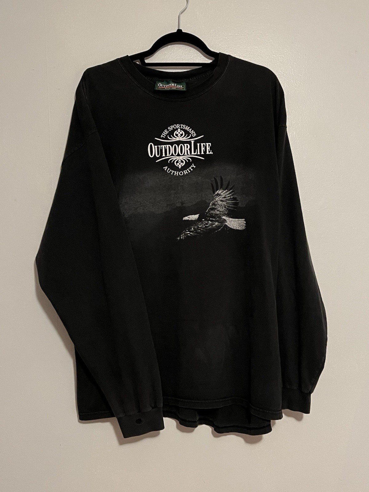 Vintage Outdoor Life Black Longsleeve T-Shirt Size XL 100% Cotton Made In USA