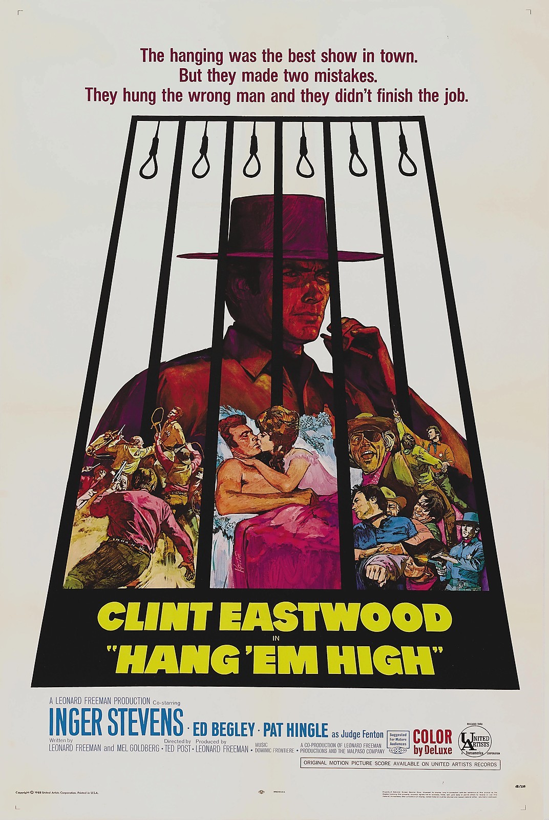 HANG EM HIGH Movie Poster RARE Clint Eastwood Western