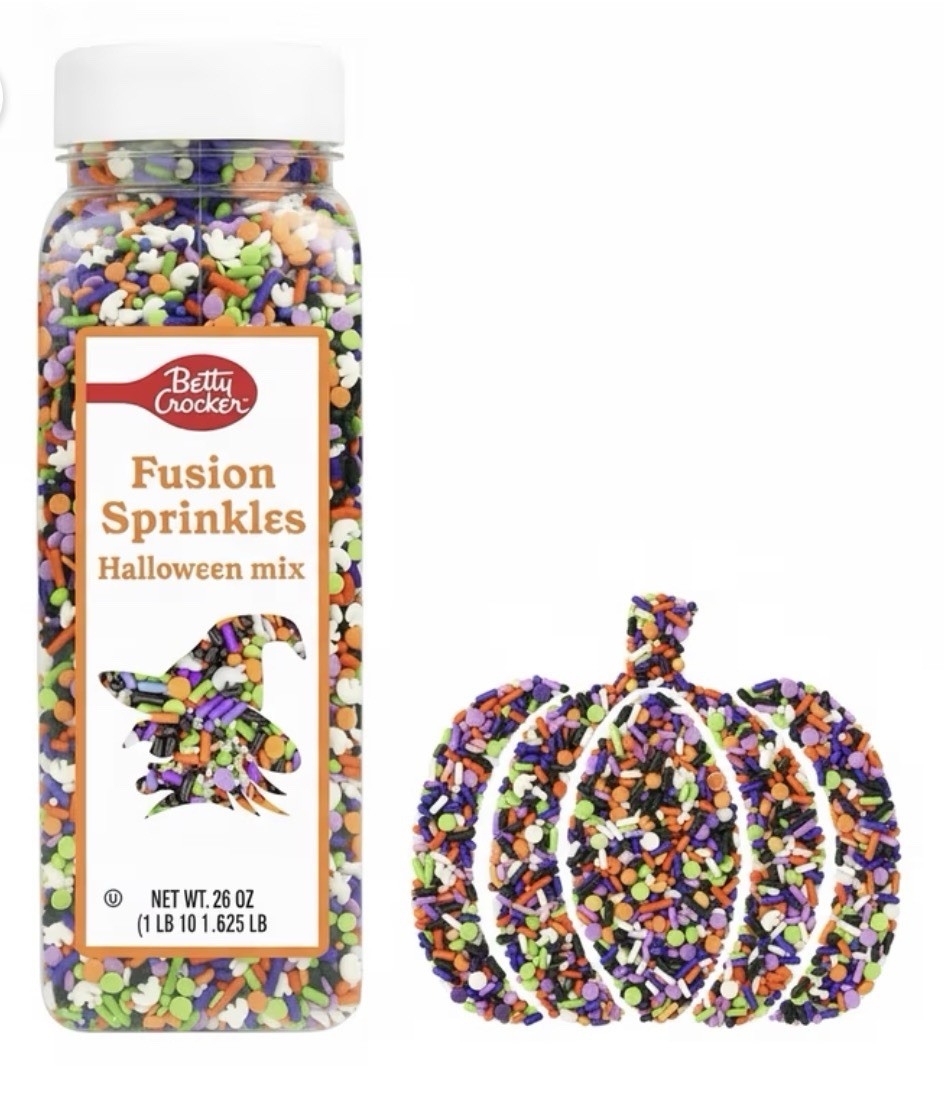 Betty Crocker Fusion Sprinkles Halloween Mix, Black, Orange, Green & Purple 26oz