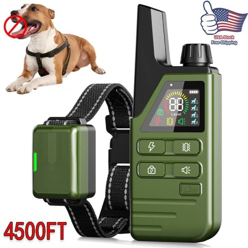 4500 FT Dog Training Collar Rechargeable Remote Shock Pet Waterproof Trainer