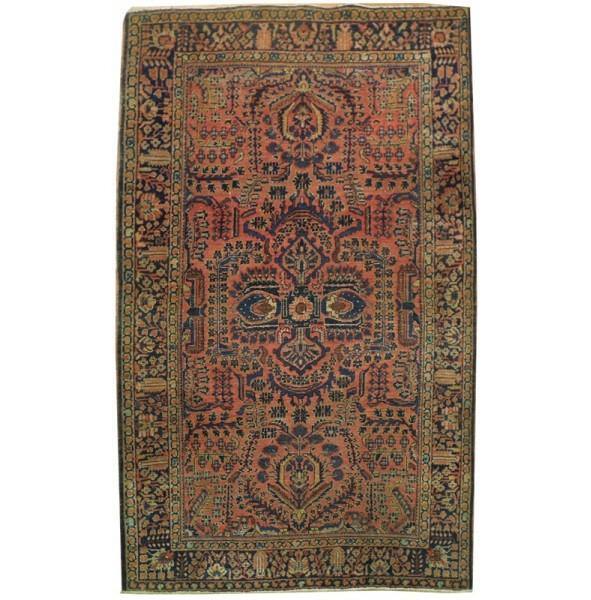 4x7\' Antique Perrsian Sarouuk Mohajeraan Rug SALMON COLOR 1930\'s # PIX-20128