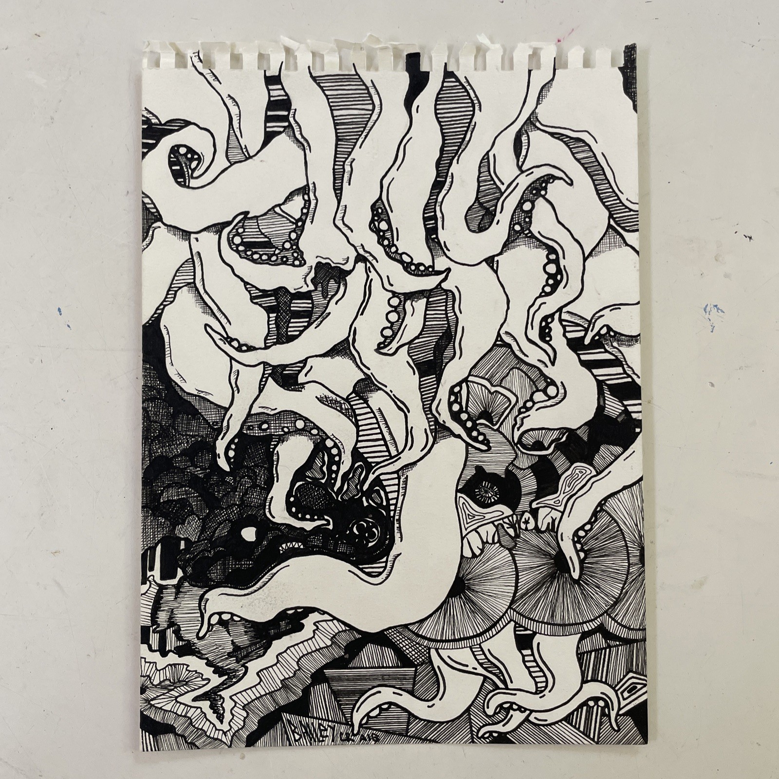OMAN Original Ink Drawing 8x6 Psychedelic Tentacles Outsider Art Brut Surrealism OMAN Original Ink Drawing 8x6 Psychedelic Tentacles Outsider Art Brut Surrealism