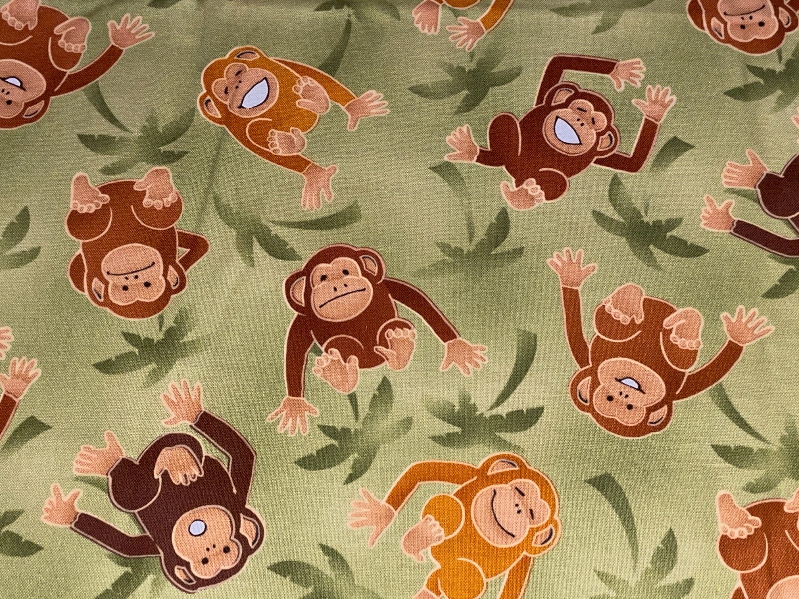 VINTAGE Robert Kaufman Over the Rainbow Monkey 100% Cotton Children Fabric