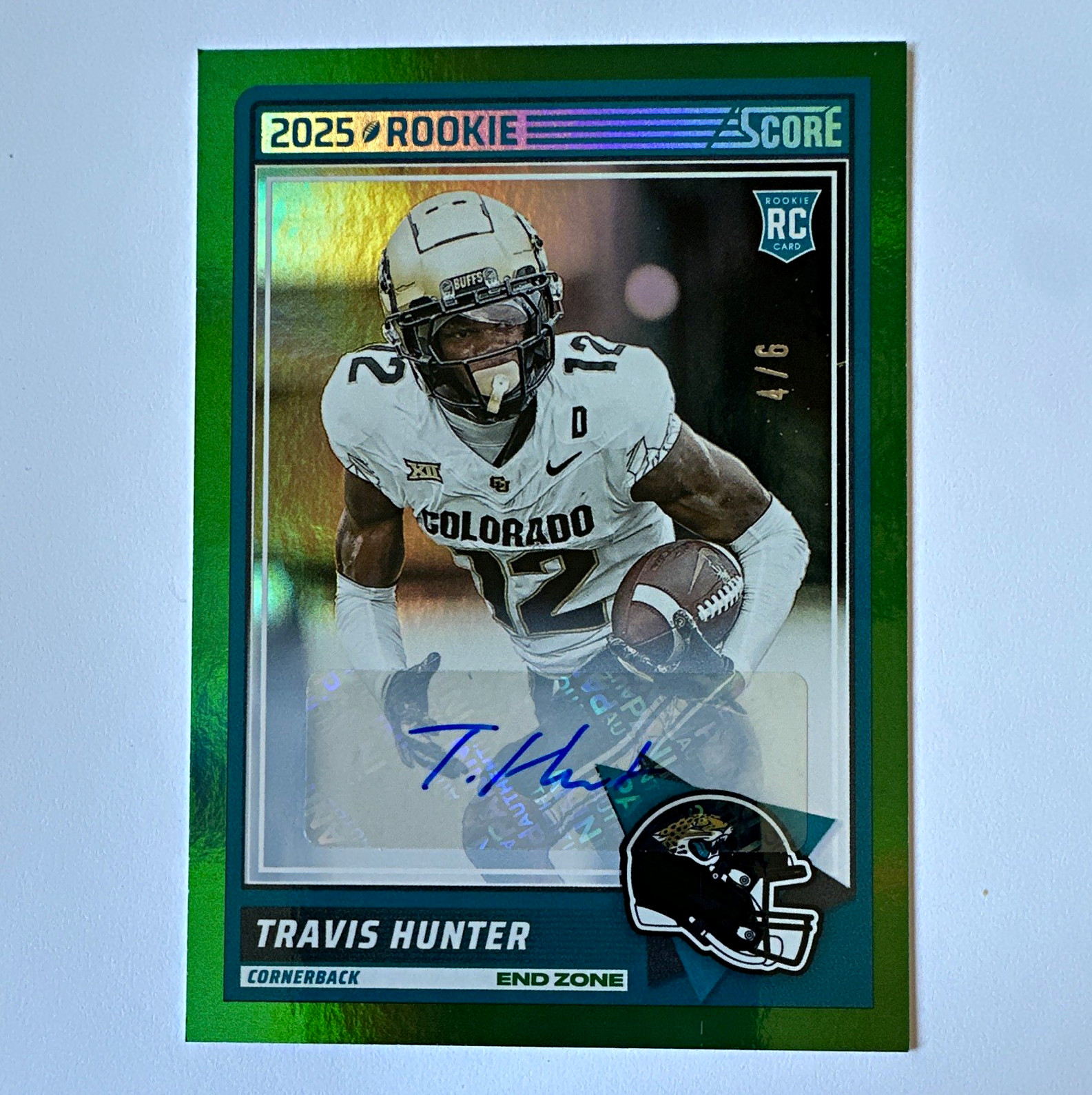 2025 Panini Score Travis Hunter Rookie Auto🔥#/6🔥#20 Colorado/Jaguars