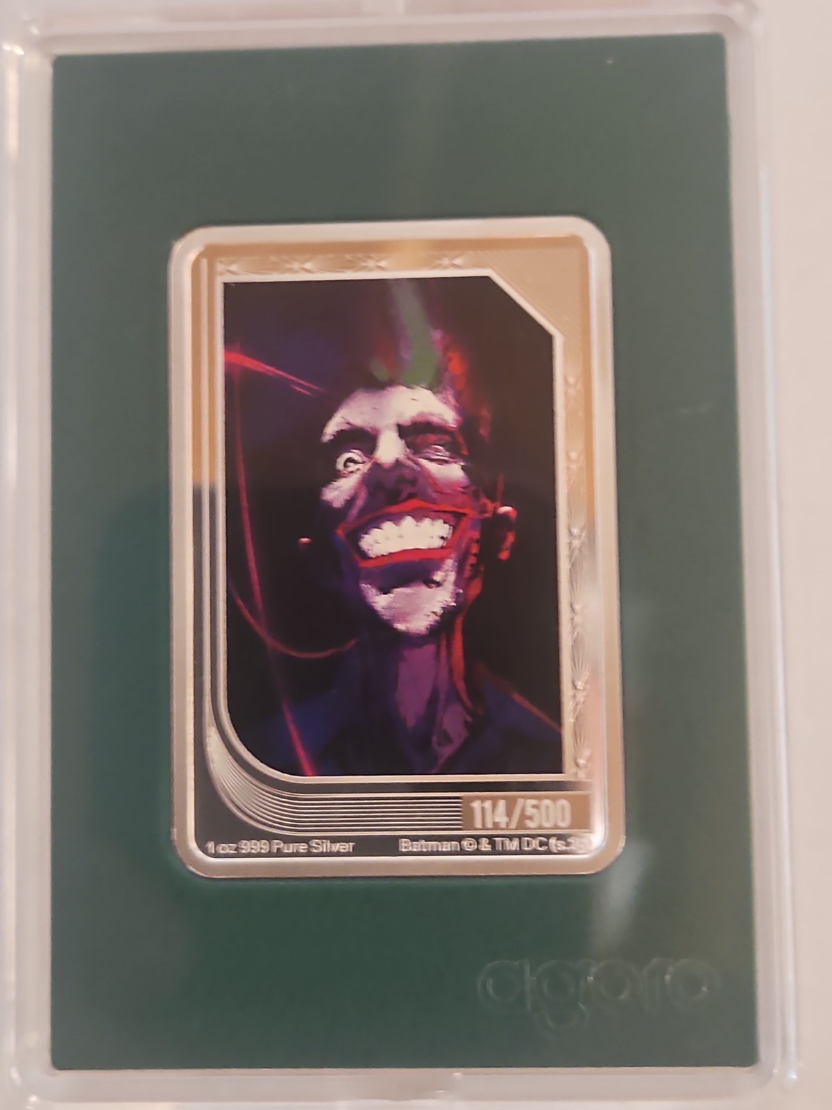 2025 Agoro The Art Of DC Trading Coin THE JOKER #114 1oz Silver Emerald Mintage 2025 Agoro The Art Of DC Trading Coin THE JOKER #114 1oz Silver Emerald Mintage