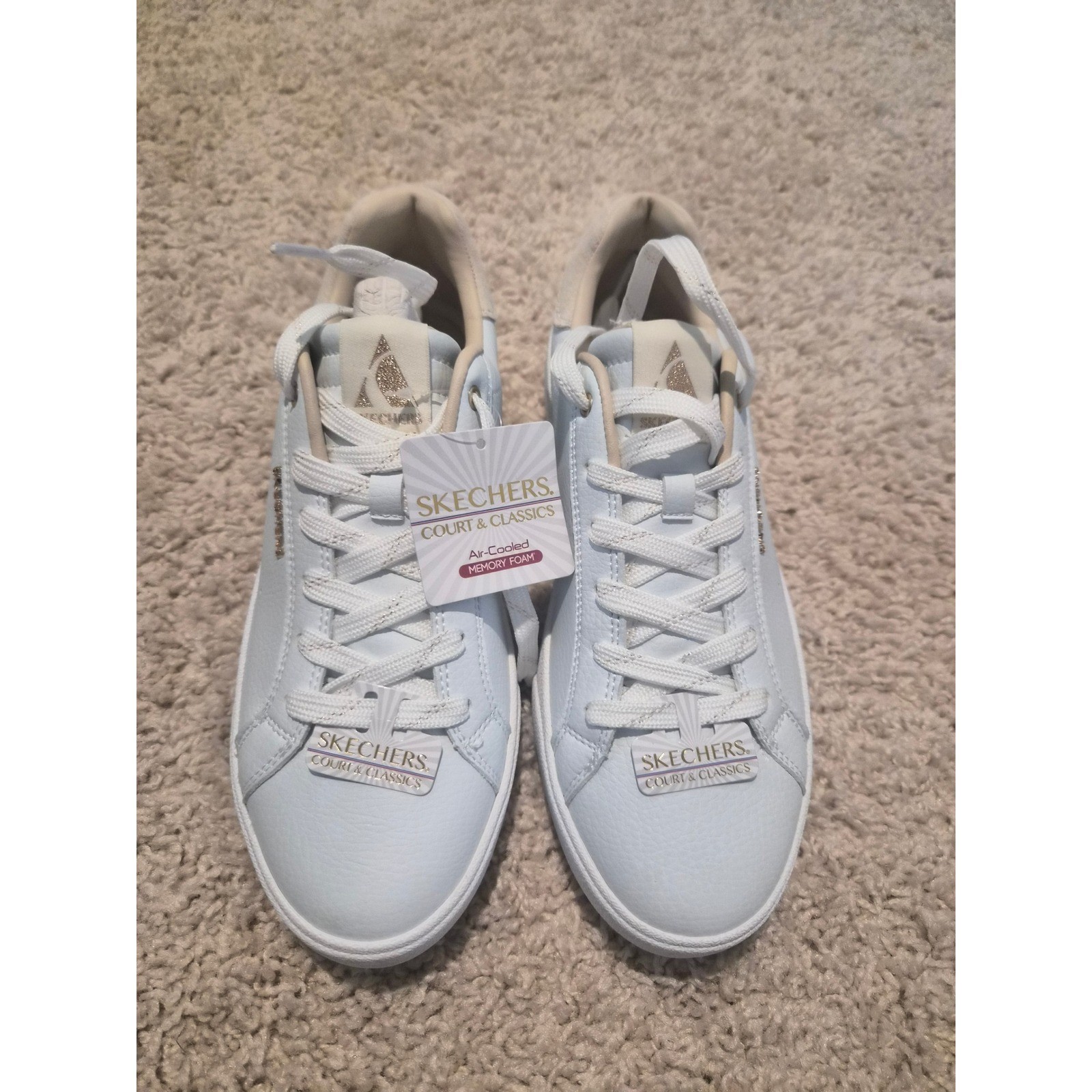 Skechers Court & Classics Women White Gold Sneakers 185535 WHT Size 8.5 NEW Skechers Court & Classics Women White Gold Sneakers 185535 WHT Size 8.5 NEW