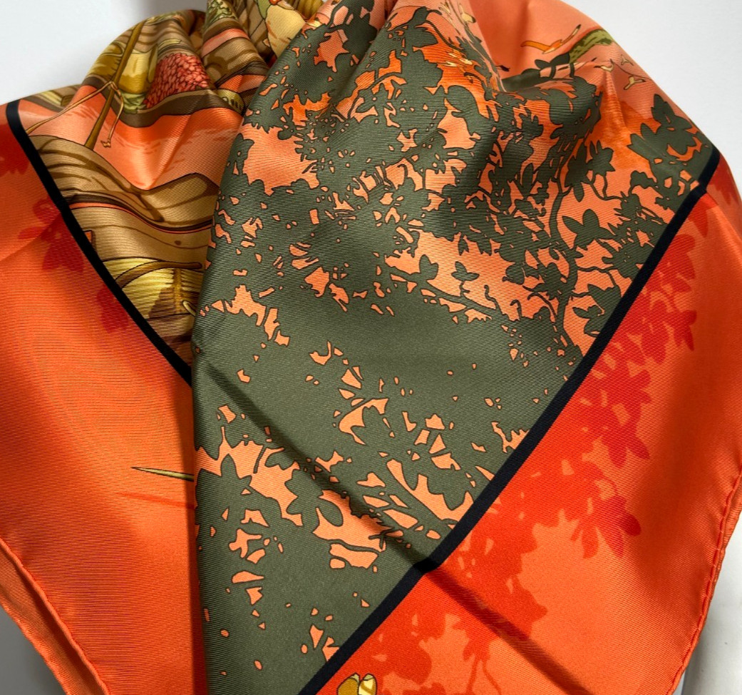 HERMES SCARF 90  \'Marche Flottant Du Lac Inle\' Floating Market Carre