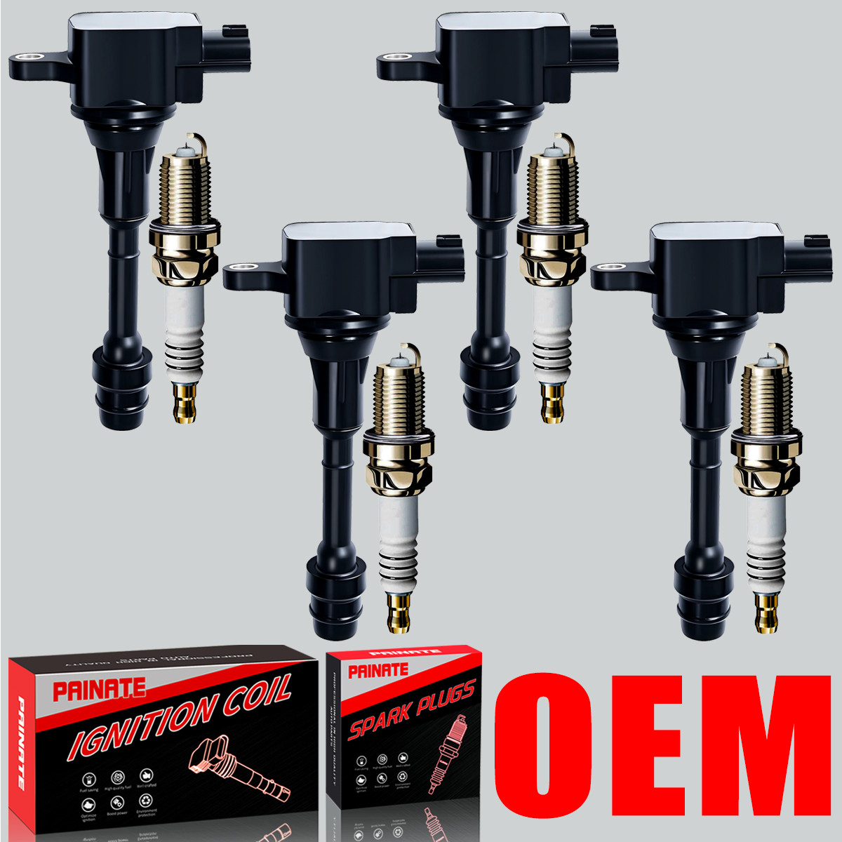 4X Brand OEM Ignition Coil & 4X Iridium Spark Plug For Nissan Altima Sentra 2.5L