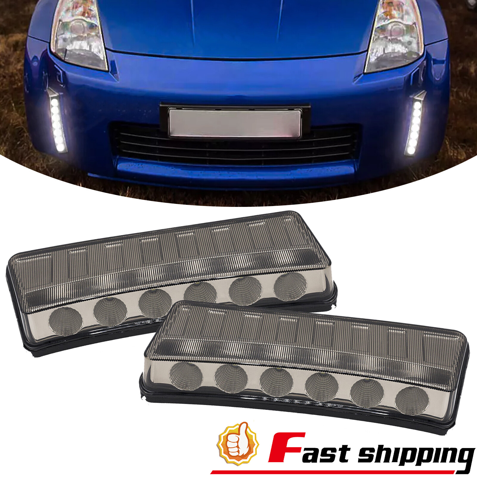 Pair Fit 2003-2005 Nissan 350Z Switchback LED Daytime Running Fog Lights Lamps