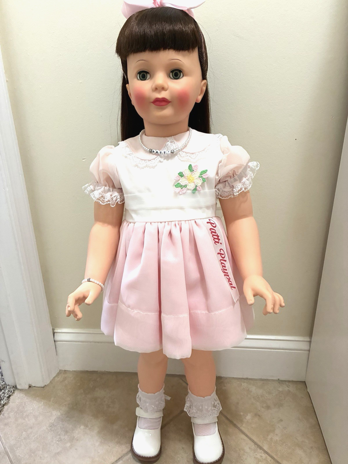 1960 GORGEOUS RESTORED BLACK CHERRY PATTI PLAYPAL DOLL WITH REPRO OUTFIT