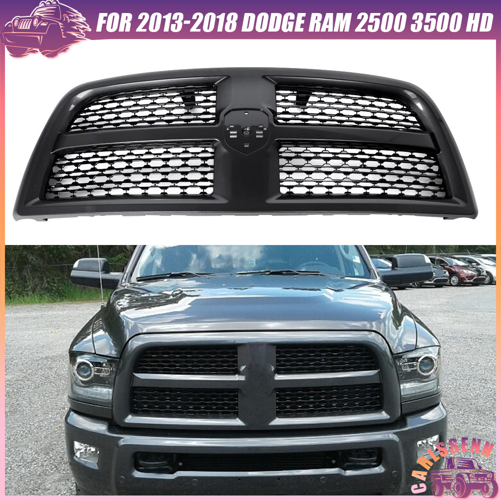 For RAM 2500 3500 HD 2013-2018 Granite Crystal Frame Black Mesh Laramie Grille
