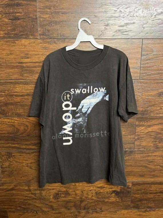 Alanis Morissette T-shirt Swallow it Down Black Shirt Unisex Alanis Morissette T-shirt Swallow it Down Black Shirt Unisex