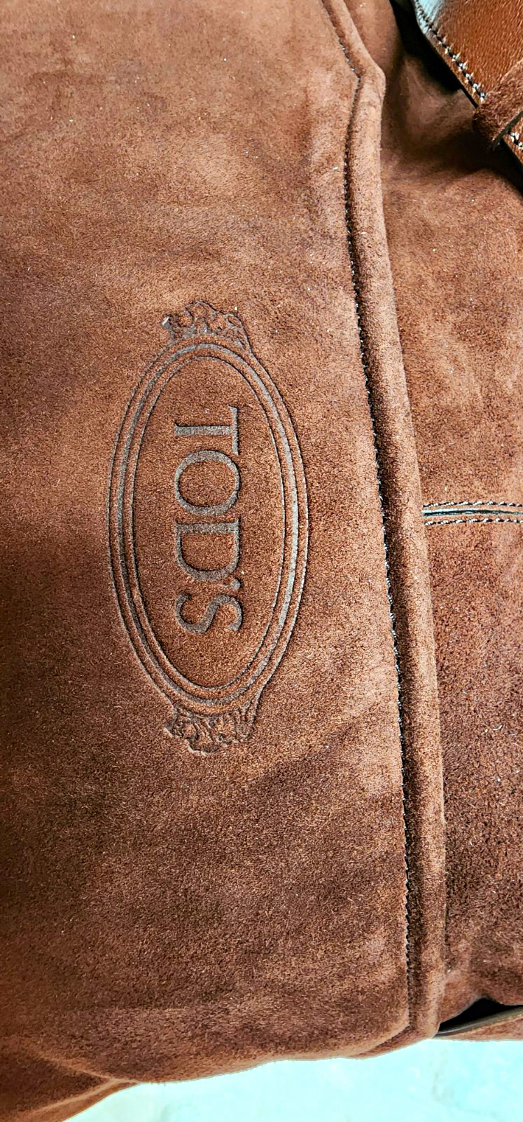 Tod\'s Chacolate Brown  Vintage Suede Bag. Never Carried. Zips Inside And Out