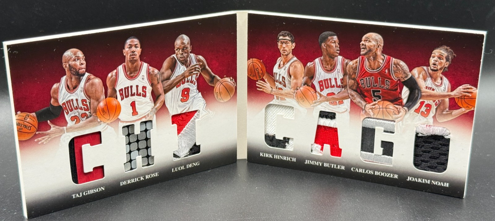DERRICK ROSE/BUTLER/BOOZER 2012-13 PANINI PREFERRED BULLS 7 WORN JERSEY PATCH/25