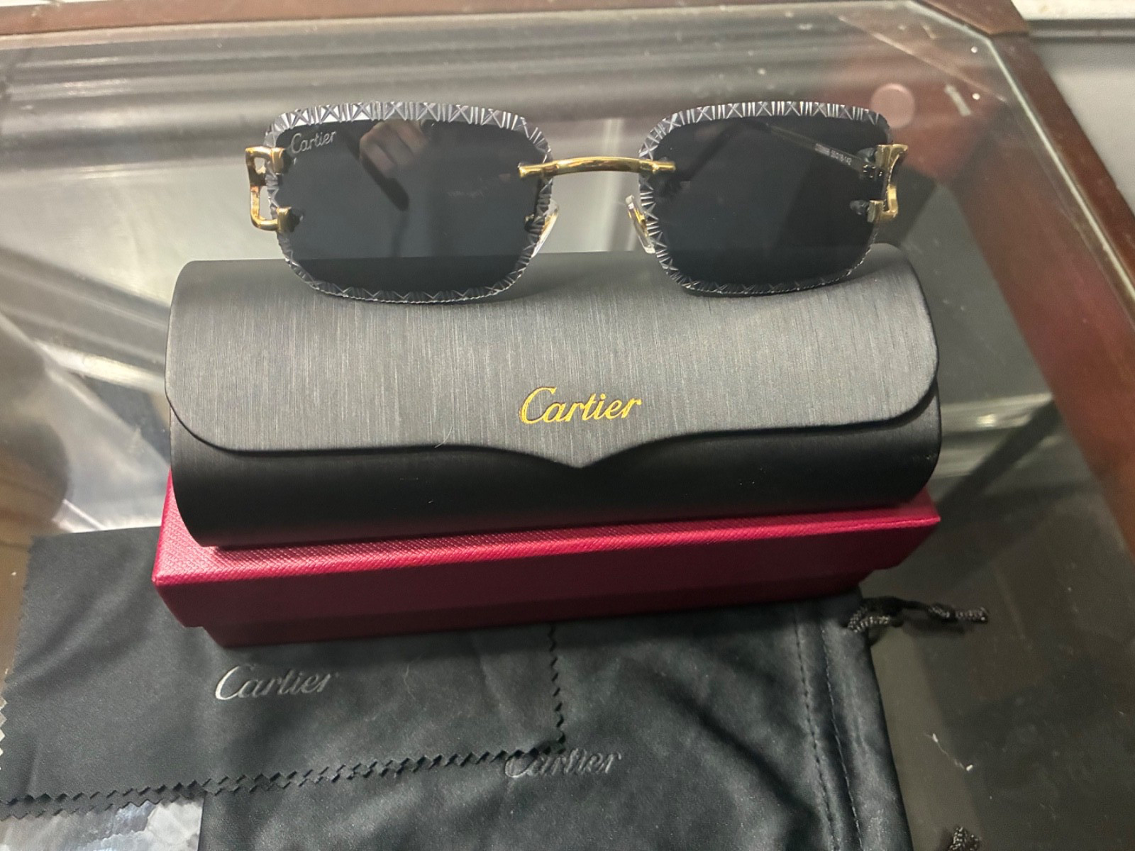 Cartier Big CX Diamond Cut Black lenses/ gold frame Cartier Big CX Diamond Cut Black lenses/ gold frame