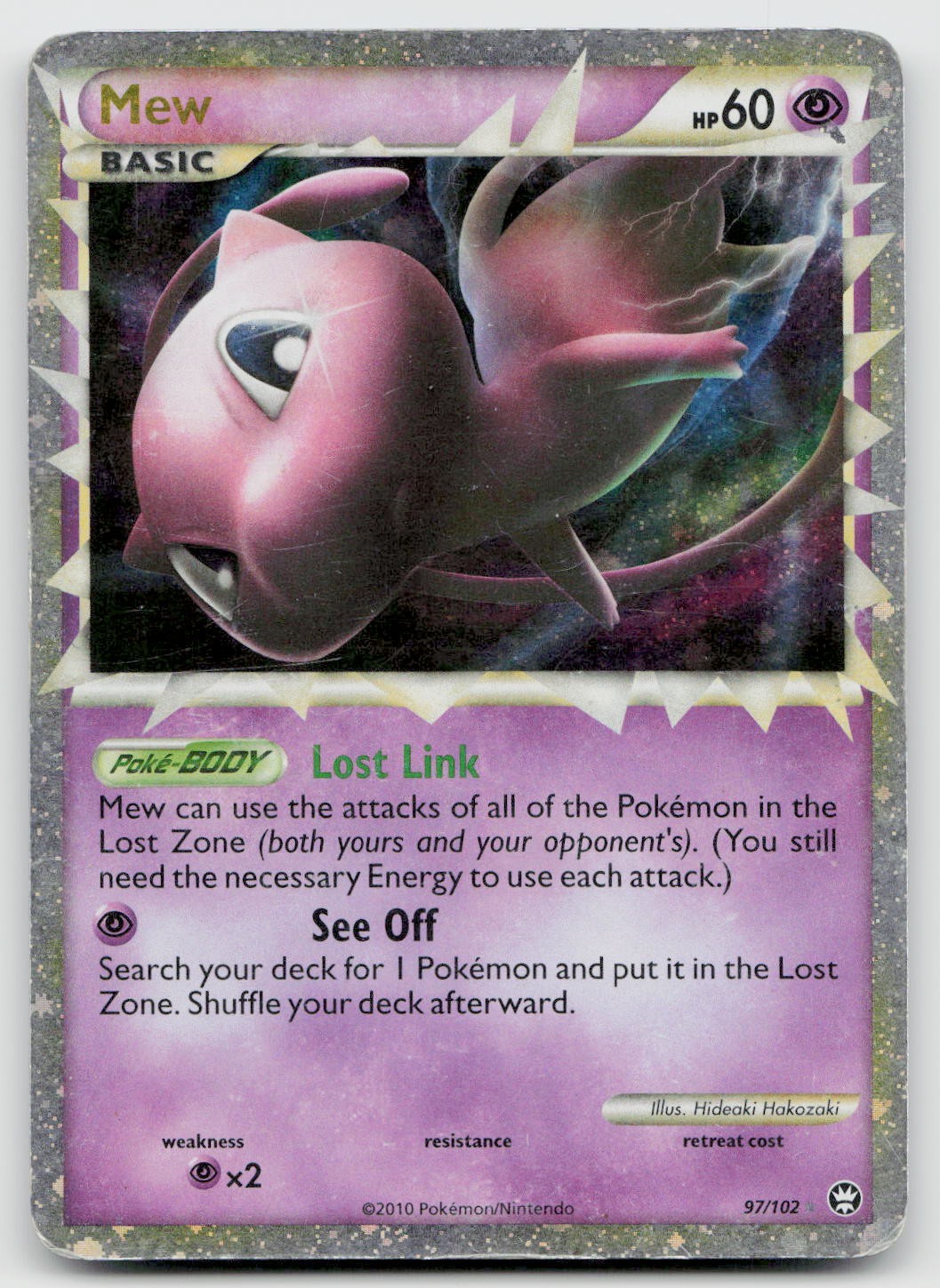 Mew 97/102 Prime Rare HGSS Triumphant Pokemon Holo Moderately Played