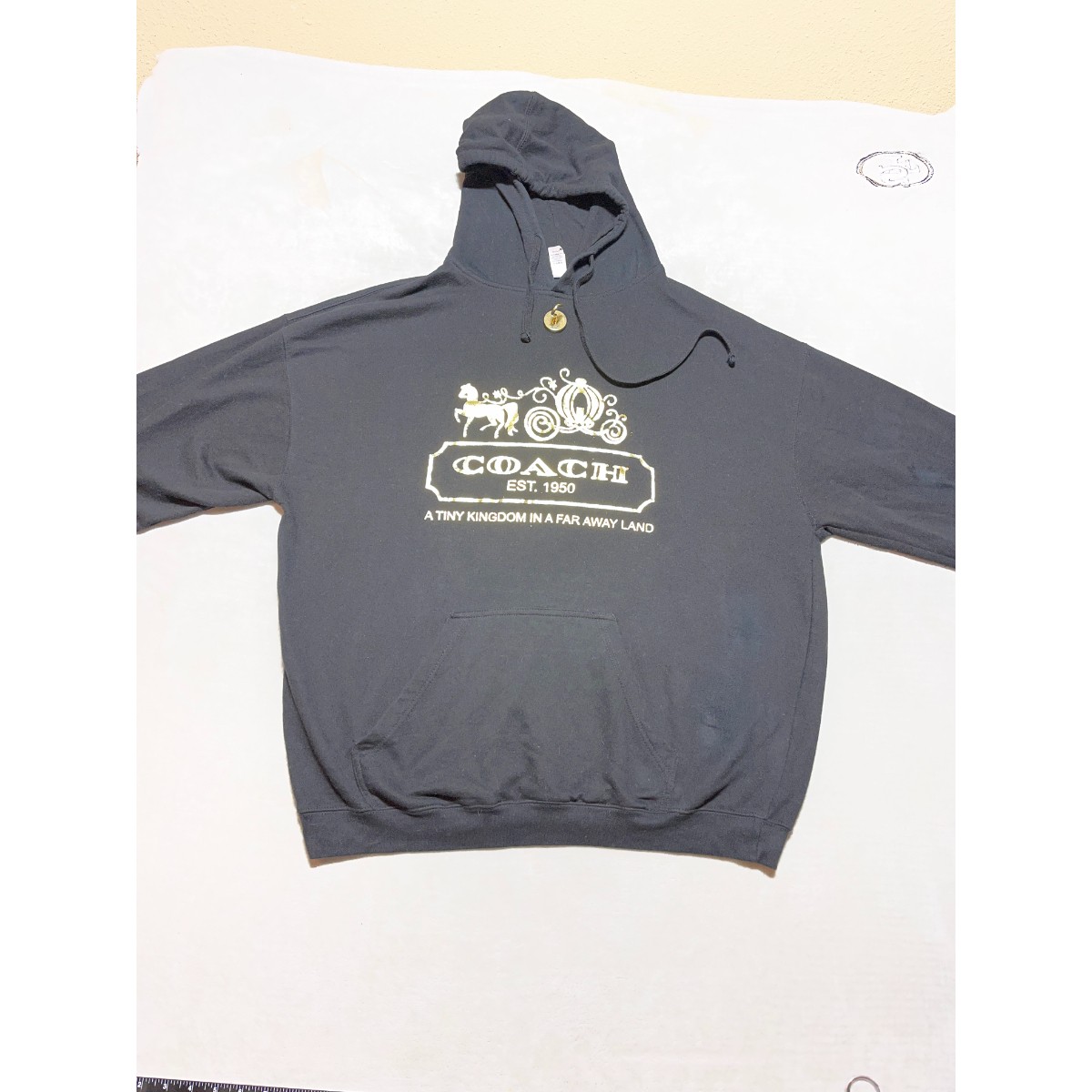 Tultex 320 Coach Hoodie Mens 2XL Black Horse & Carriage Graphic Print Drawstring