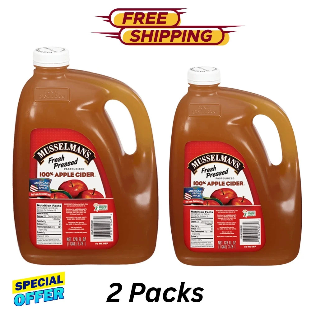 Musselman's 100% Apple Cider, Fresh Pressed, 128 fl oz Jug - 2 Packs