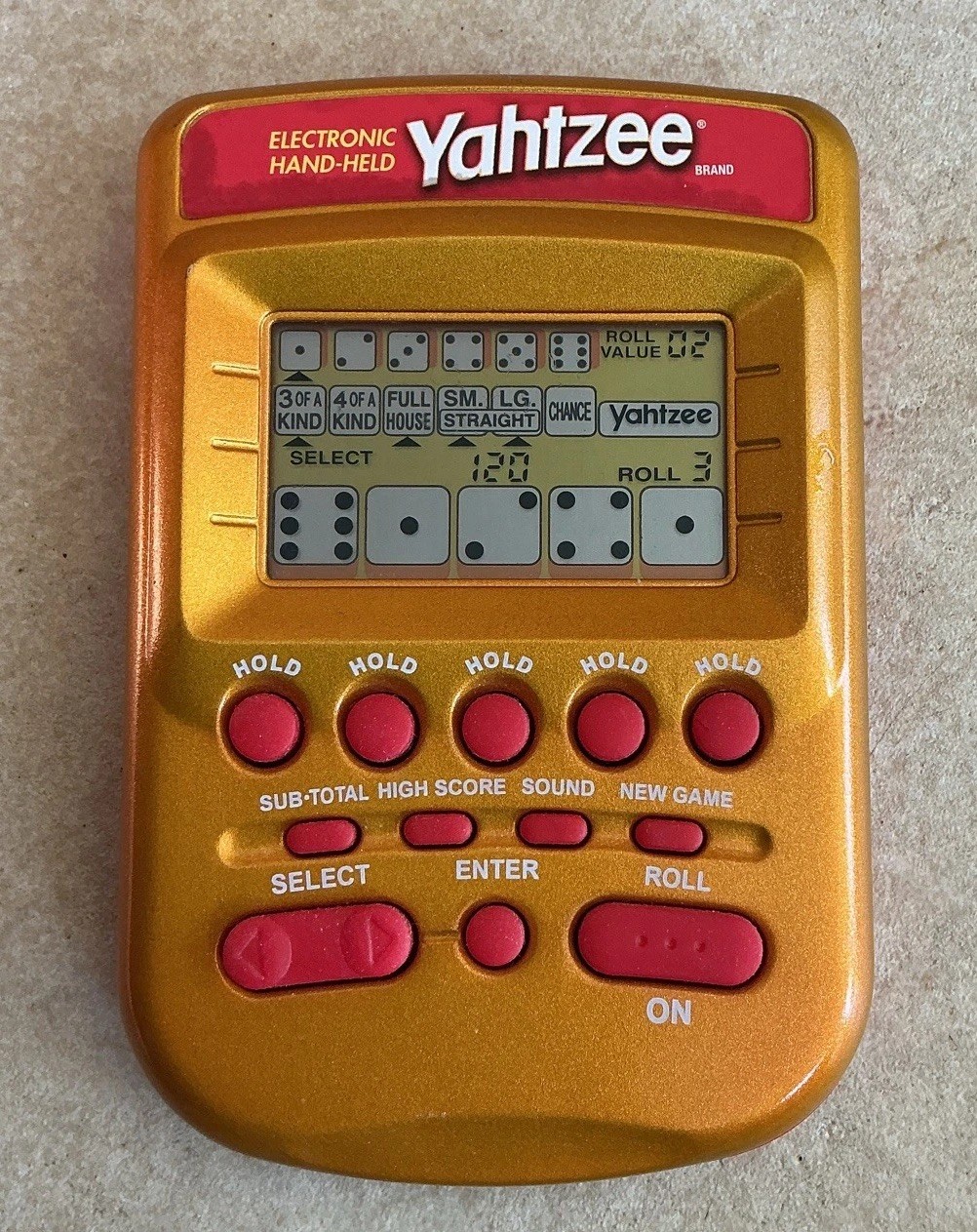 Hasbro Vintage Yahtzee Electronic Handheld Game Hasbro Gold 2002 - Works Hasbro Vintage Yahtzee Electronic Handheld Game Hasbro Gold 2002 - Works