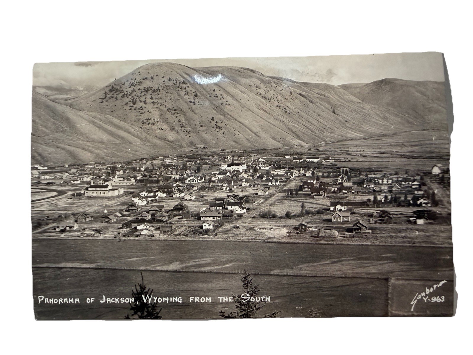 c.1939-1950 RPPC: Panorama of Jackson, Wyoming From South- Real Photo Postcard