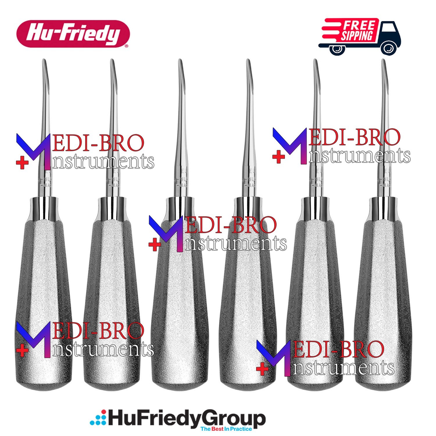 6 Pcs Hu-Friedy EL3C Luxating Elevators 3mm Curved Dental Surgical Set 6 Pcs Hu-Friedy EL3C Luxating Elevators 3mm Curved Dental Surgical Set