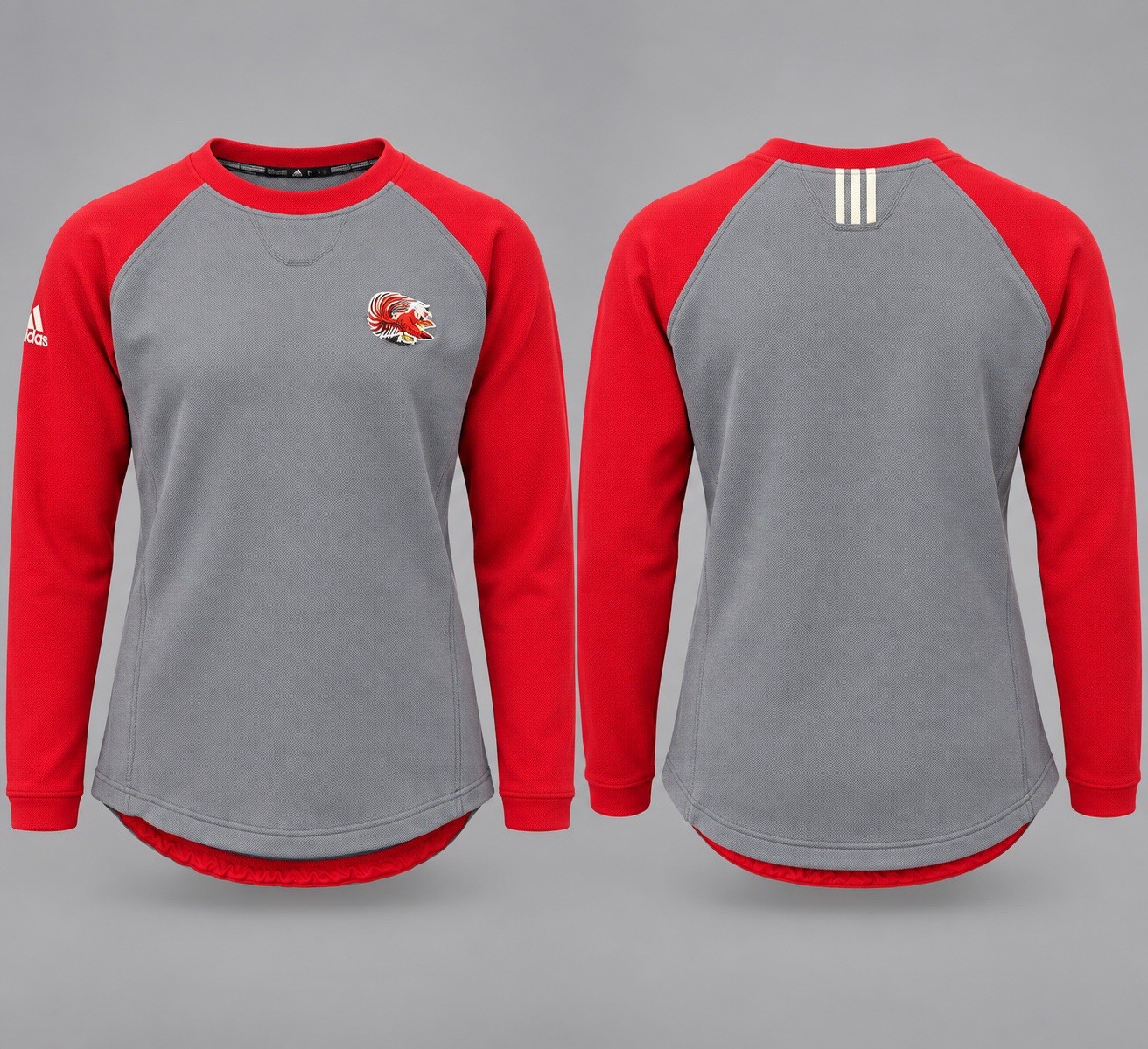 Adidas Jacksonville State Gamecocks Crew Neck Grau and Red Warmup Pullover Large
