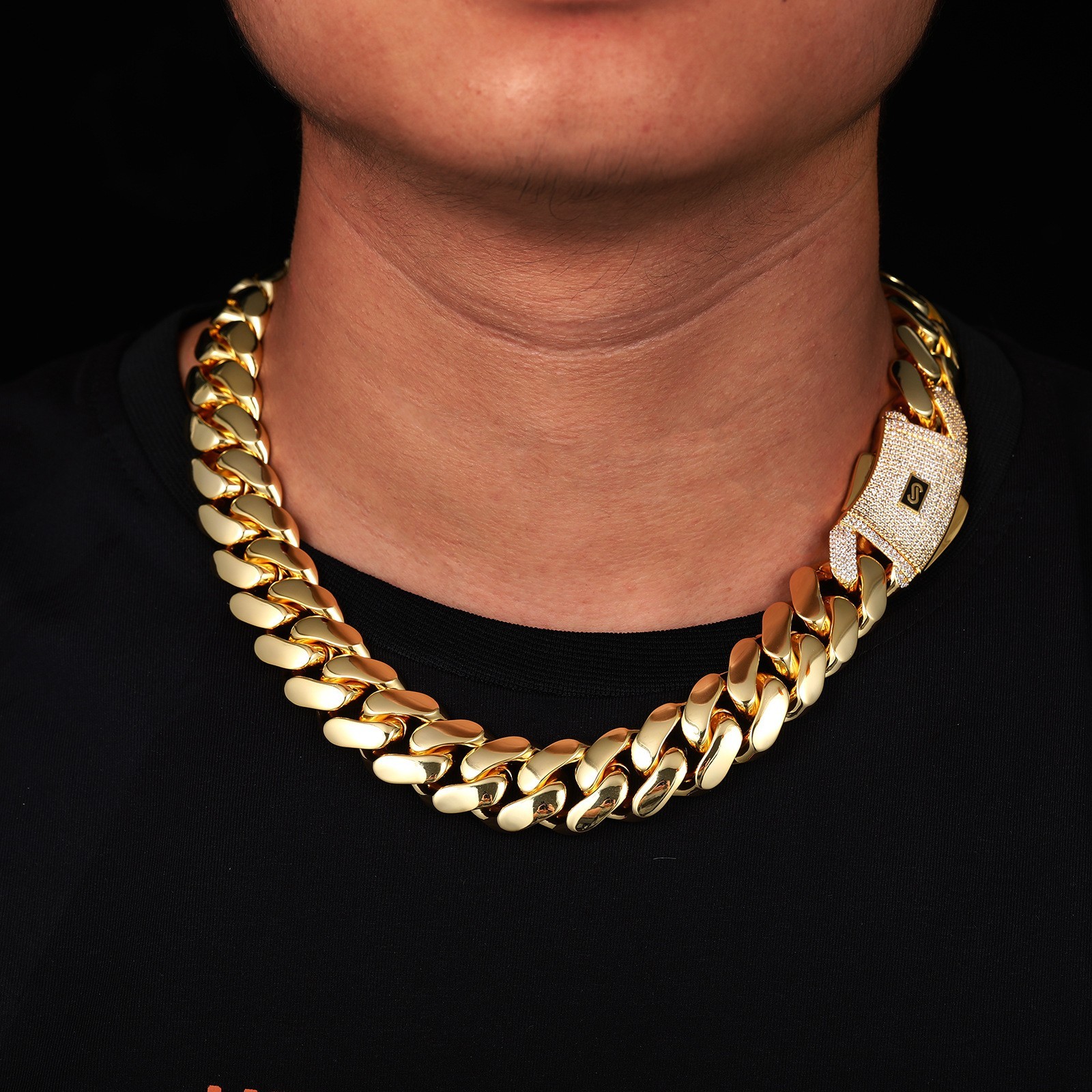 14mm Cuban Link Chain For Men 14k Gold Plated Stainless Steel Chain Necklace 14mm Cuban Link Chain For Men 14k Gold Plated Stainless Steel Chain Necklace