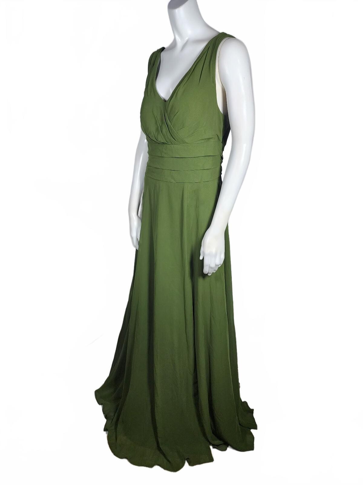 NWT Azazie Bianca Olive Green Sleeveless Maxi Slit Dress Size A12 NWT Azazie Bianca Olive Green Sleeveless Maxi Slit Dress Size A12