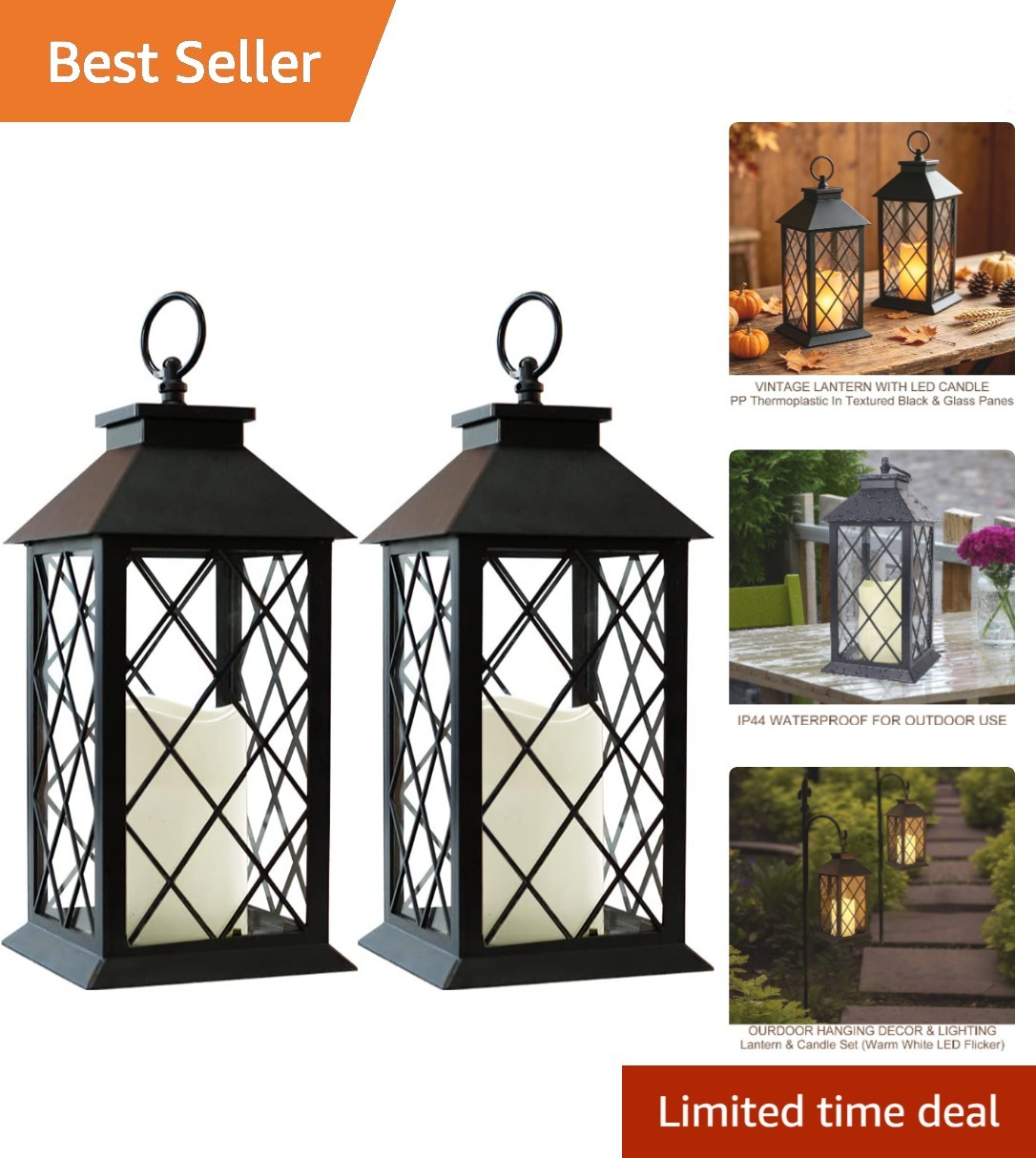 Vintage-Style 2-Pack Candle Lanterns - 13.5\ Vintage-Style 2-Pack Candle Lanterns - 13.5\