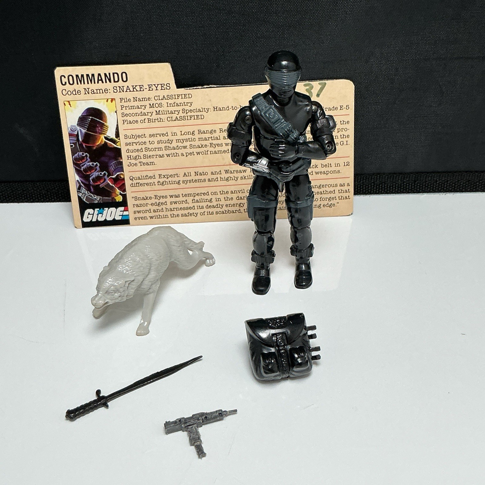 Vintage GI Joe 1985 SNAKE EYES V2 100% COMPLETE W/ File Card Insert -Read