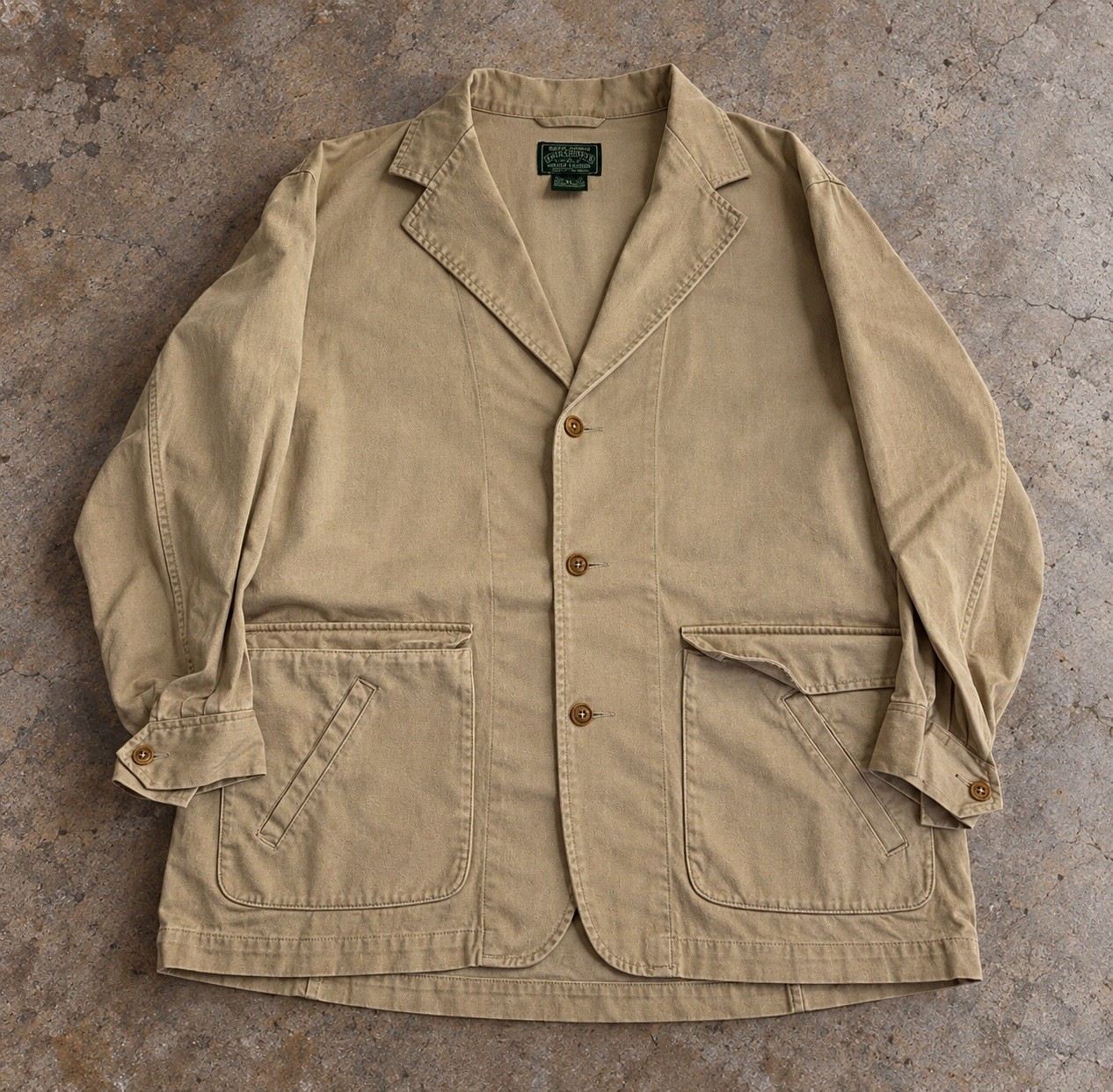 Vintage 90s Ralph Lauren Country Safari Field Jacket Mens L Khaki Cotton USA