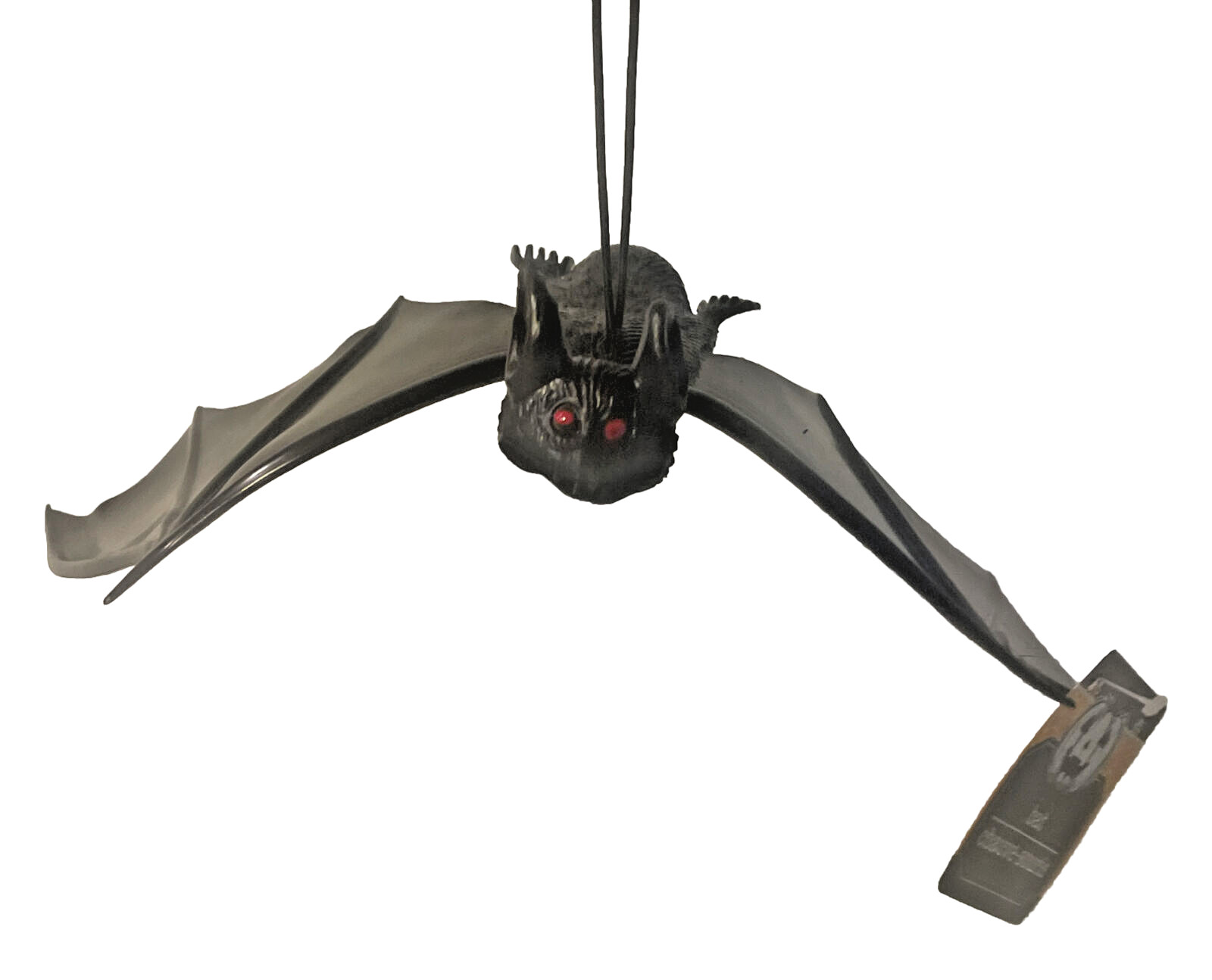 Bat Hanging On Elastic String Halloween Décor Rubber Figure Hollow 12 inches NEW