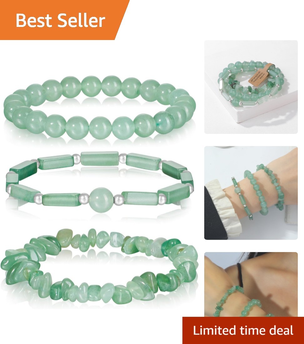Stunning 3Pcs Natural Jade Bracelets for Women - 8mm Crystal Beaded Elegance