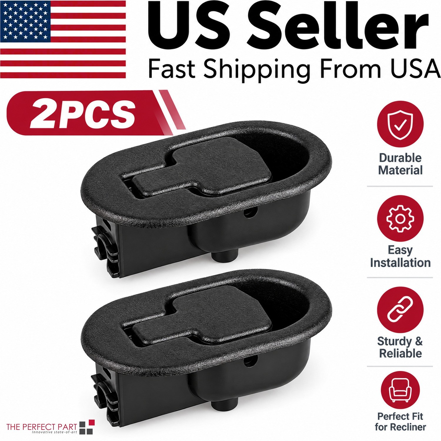 2 PCS Universal Sofa Recliner Pull Handle Replacement Release Lever Black New