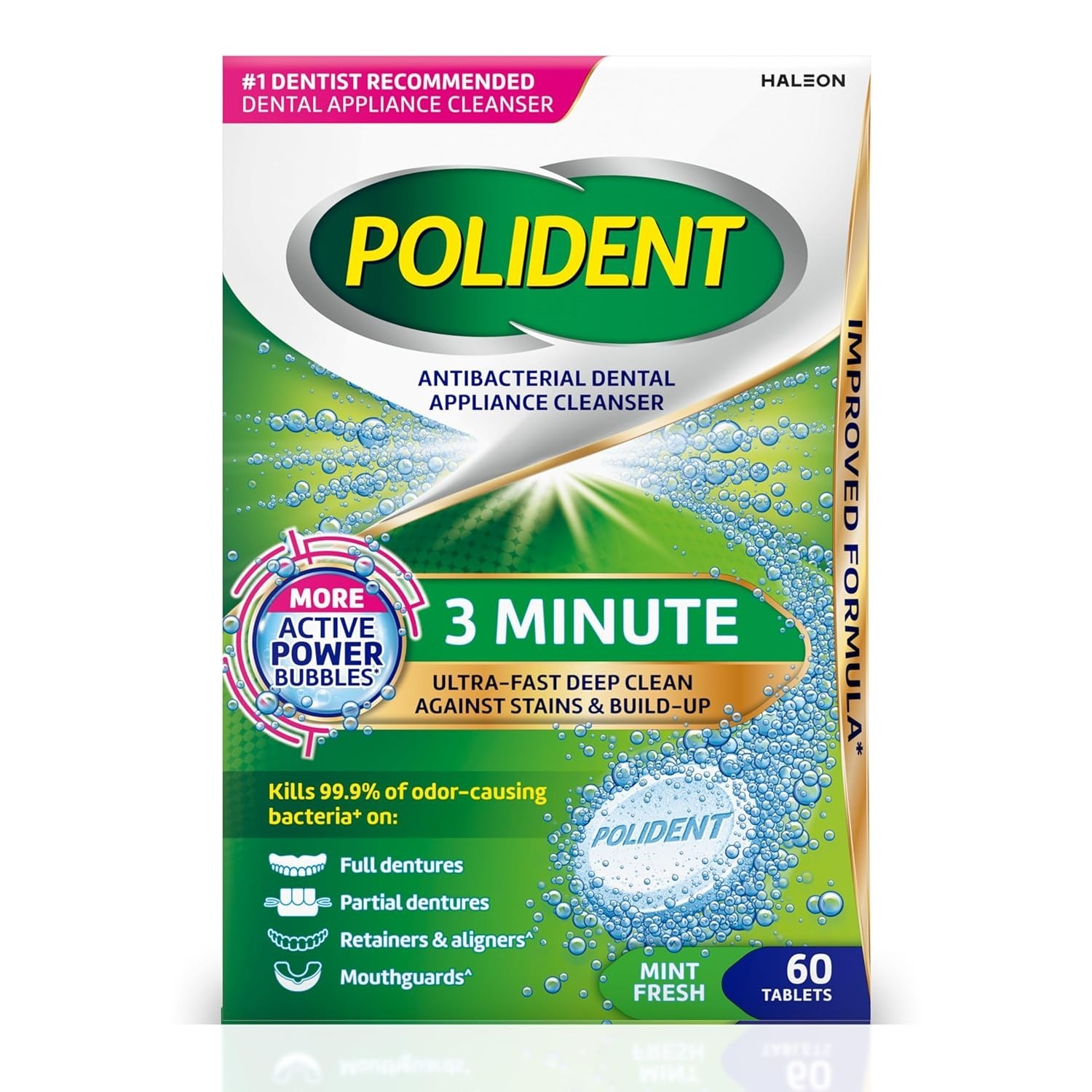 Polident 3 Minute Antibacterial Dental Appliance Cleanser Tablets, 60 Count Polident 3 Minute Antibacterial Dental Appliance Cleanser Tablets, 60 Count