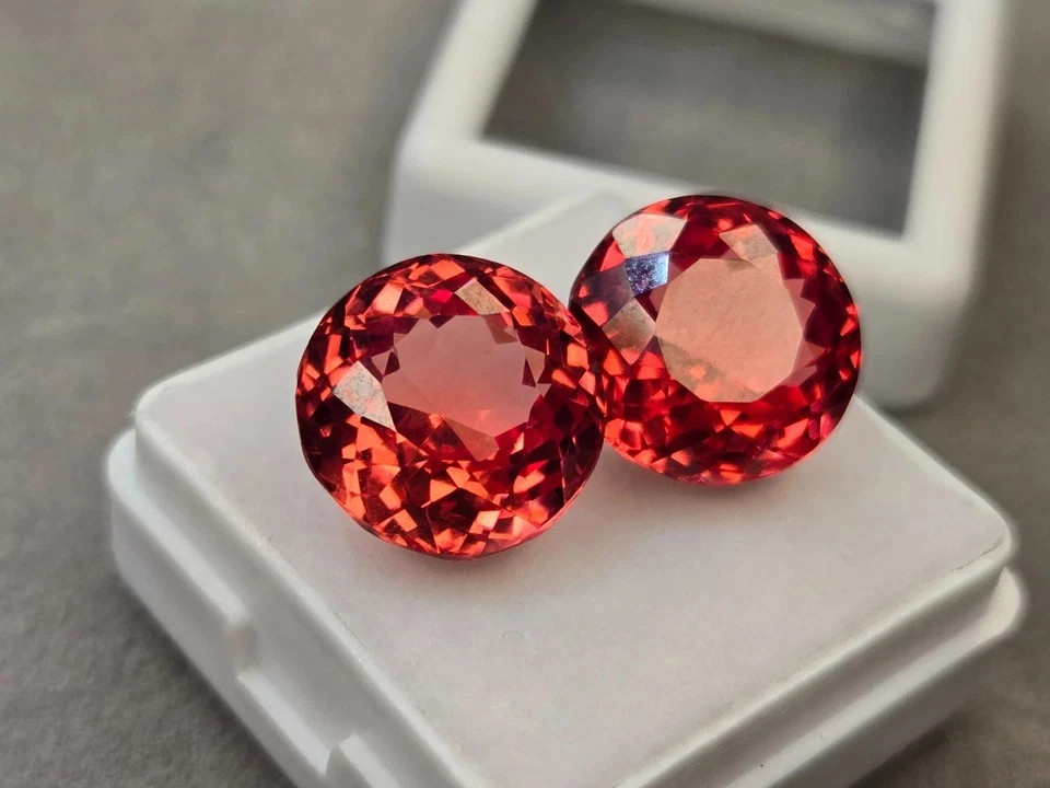 Certified Fantastic Padparadscha Sapphire Round Cut 20-21 Ct Loose Gemstone