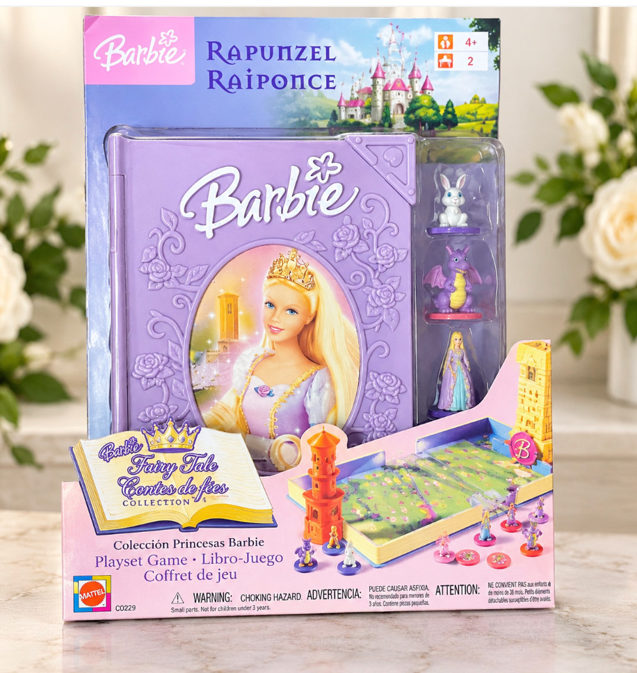 RARE Barbie As Rapunzel Storybook Game Playset C0229 2004 Mattel NEW Sealed