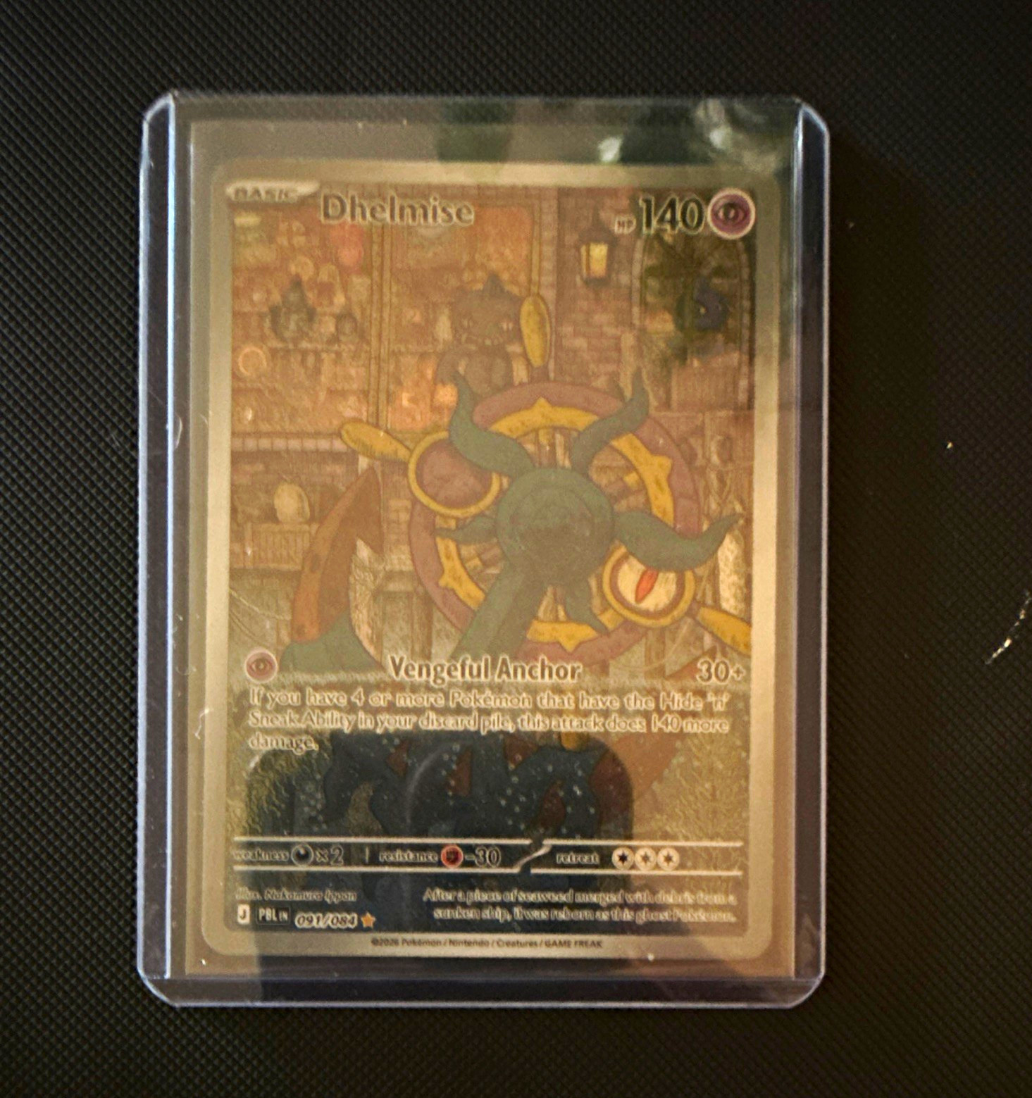 Pokemon Dhelmise 091/084 Paldean Fates Illustration Rare Holo Full Art 140HP