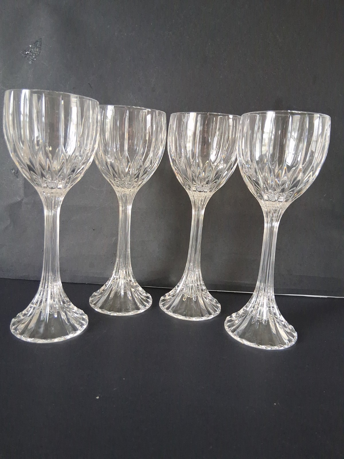 Set Of 4 Mikasa Park Lane Crystal Hock Wine Glasses 8 1/4