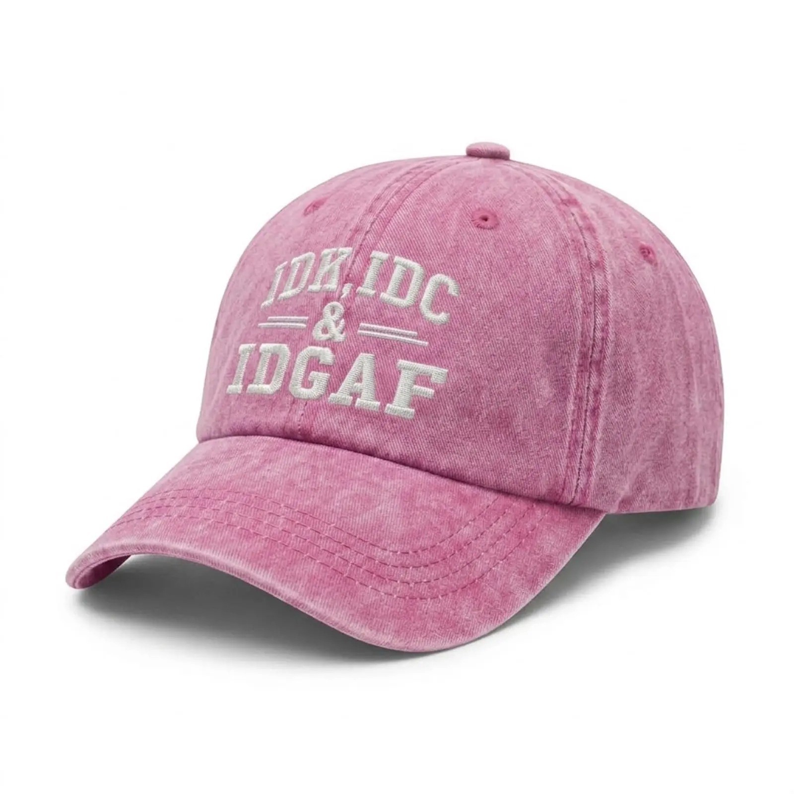 Vintage Washed Cotton Baseball Cap IDK IDC IDGAF Embroidered Adjustable Dad Hat